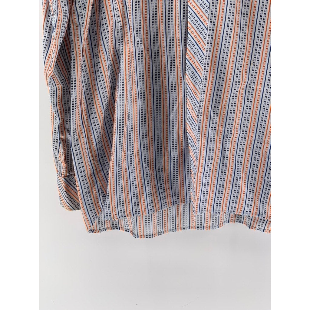 TOMMY HILFIGER Men's Blue-Orange Textured 80's 2 Ply Button-Up Shirt SZ 2XL