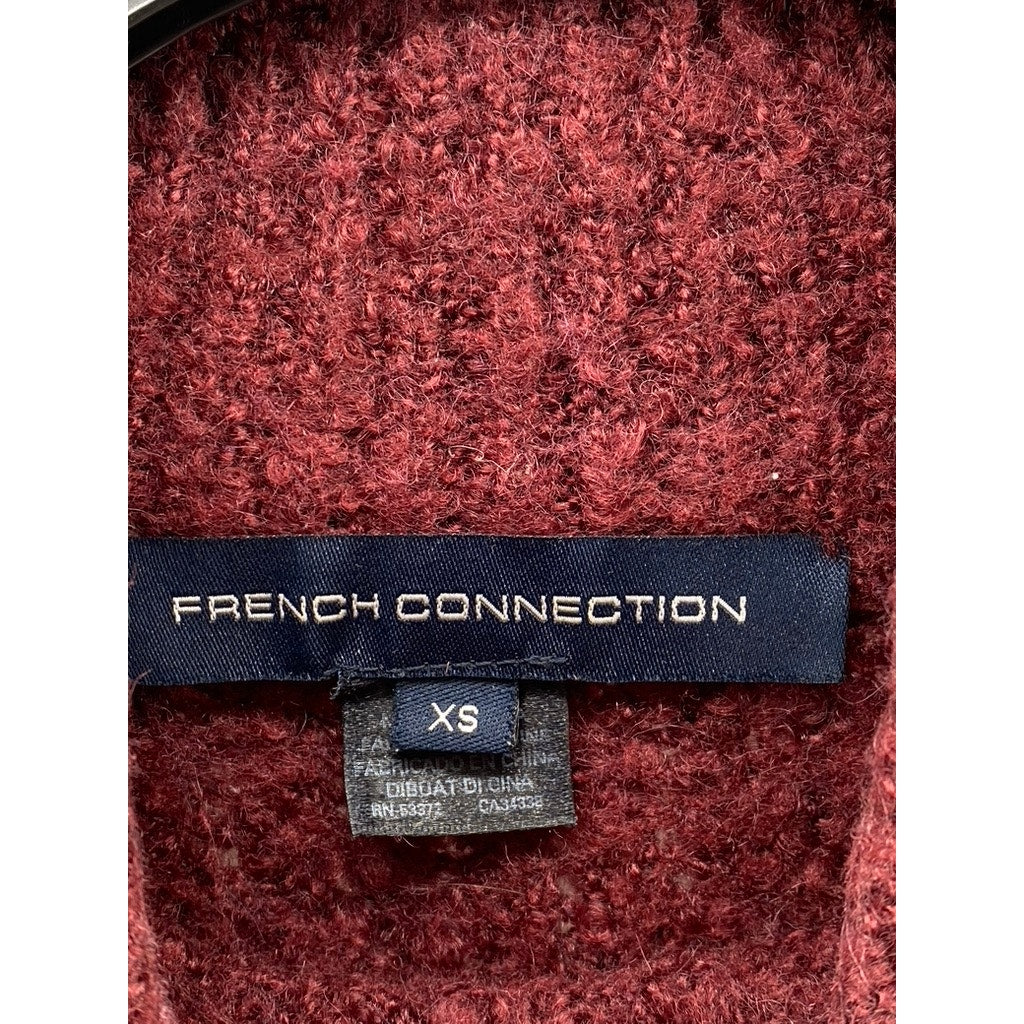 FRENCH CONNECTION Women's Burgundy Knit Pullover Turtleneck Sweater SZ XS