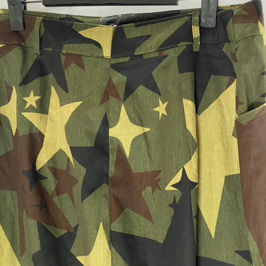 HENGSHENG JEANS Women's Army Green Star Print Military Style Straight Skirt SZ M