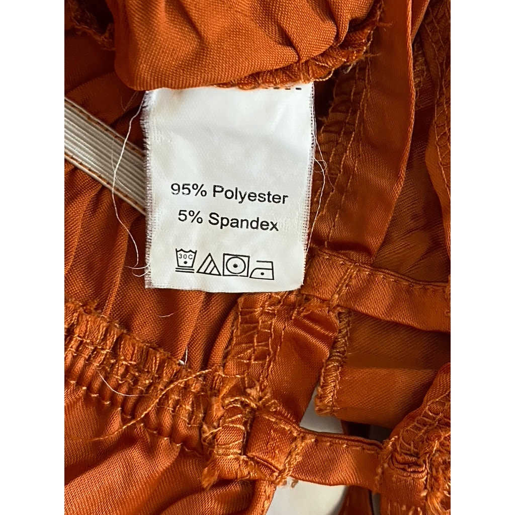 SHEIN Women's Orange Satin Open-Front Ruffle Tie-Neck Halter Crop Top SZ 2