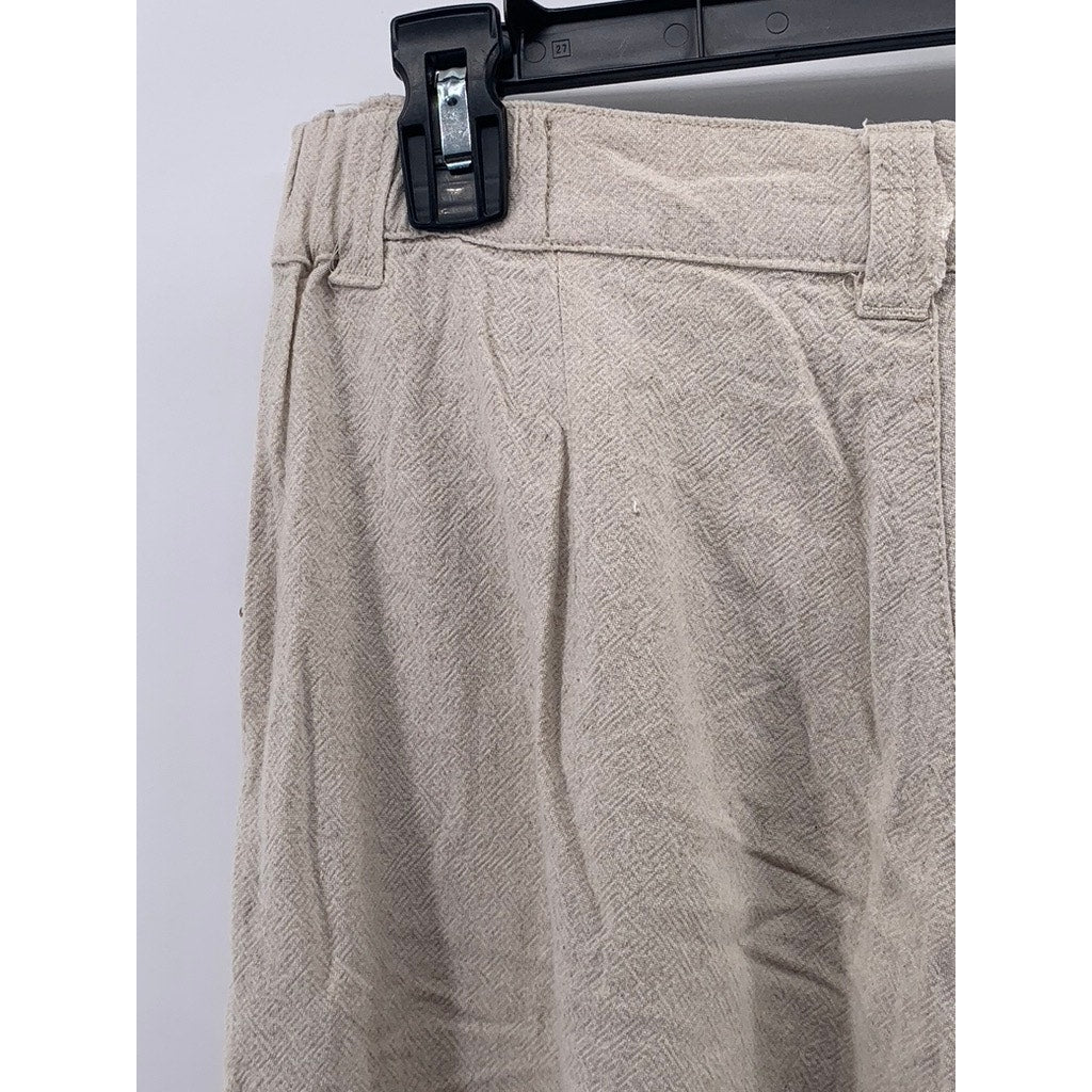 ASOS DESIGN Women's Beige Linen-Blend Pleated Wide-Leg High-Rise Pant SZ 10