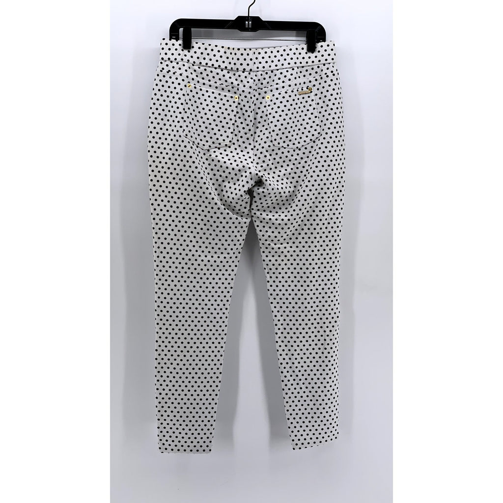UNBRANDED Women's White-Black Polka Dot Slim Leg Pants SZ S