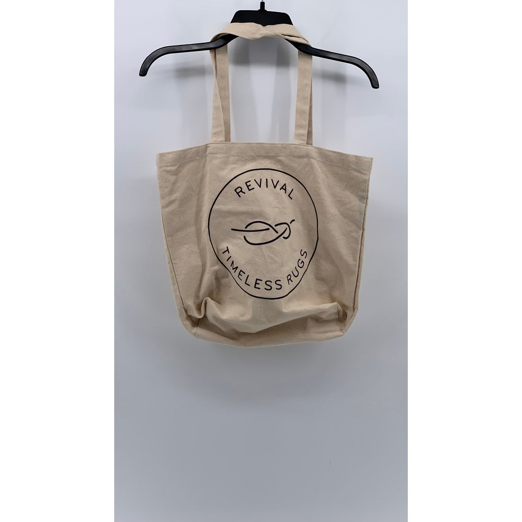 REVIVAL Women's Beige-Black Timeless Rugs Logo Tote Bag