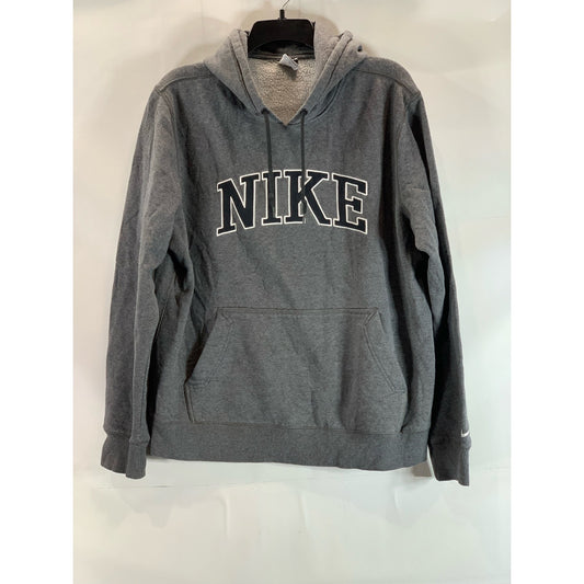 NIKE Men's Gray Logo Regular-Fit Pullover Hoodie SZ L