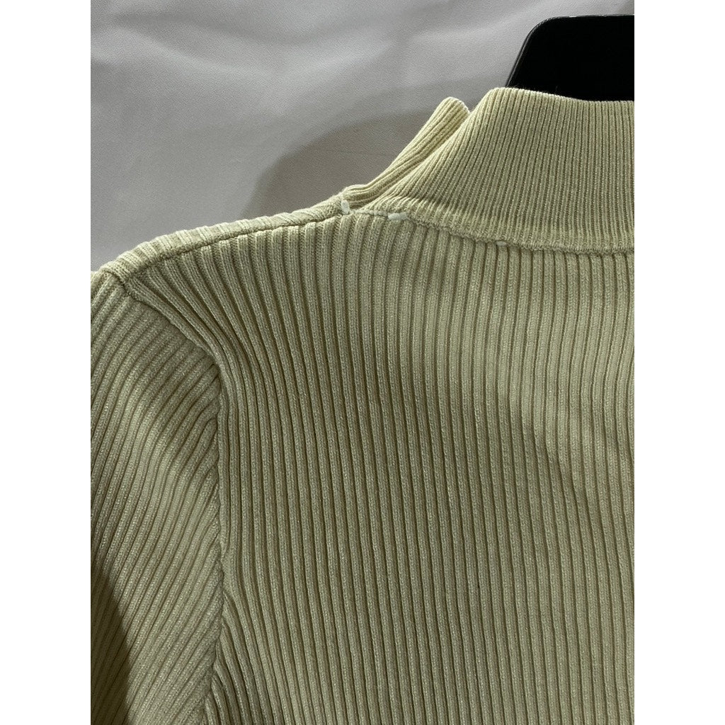 UNBRANDED Women’s Beige Ribbed Button Long Sleeve Turtleneck Top SZ XS