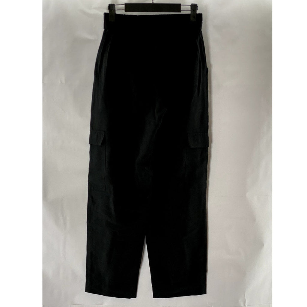 A NEW DAY Women's Solid Black Elasticized Pull-On Straight-Leg Cargo Pants SZ XS