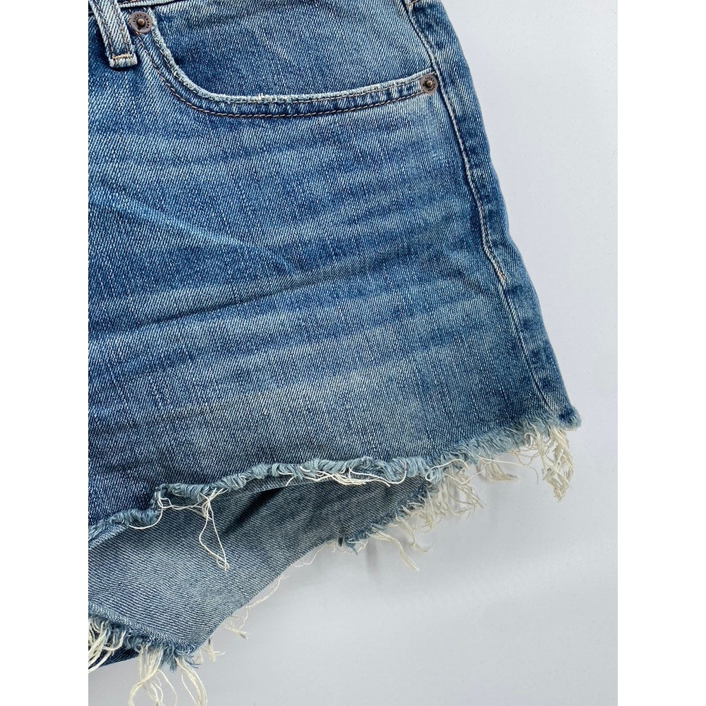 LUCKY BRAND Women's Light Blue Denim The Cut-Off Mid-Rise Shorts SZ 12/31