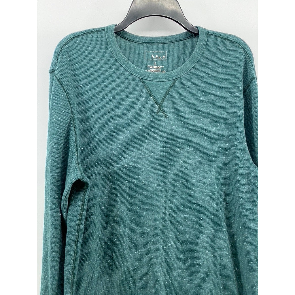 UNBRANDED Men's Green Crewneck Long Sleeve Casual Thermal Shirt SZ L