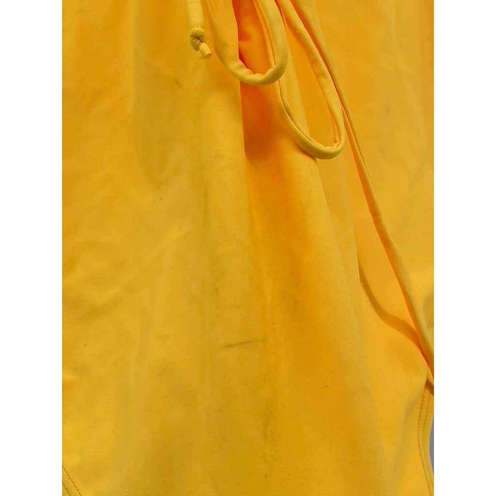 SHEKINI Women's Yellow Solid Lace-Up One-Piece Swimsuit SZ XL