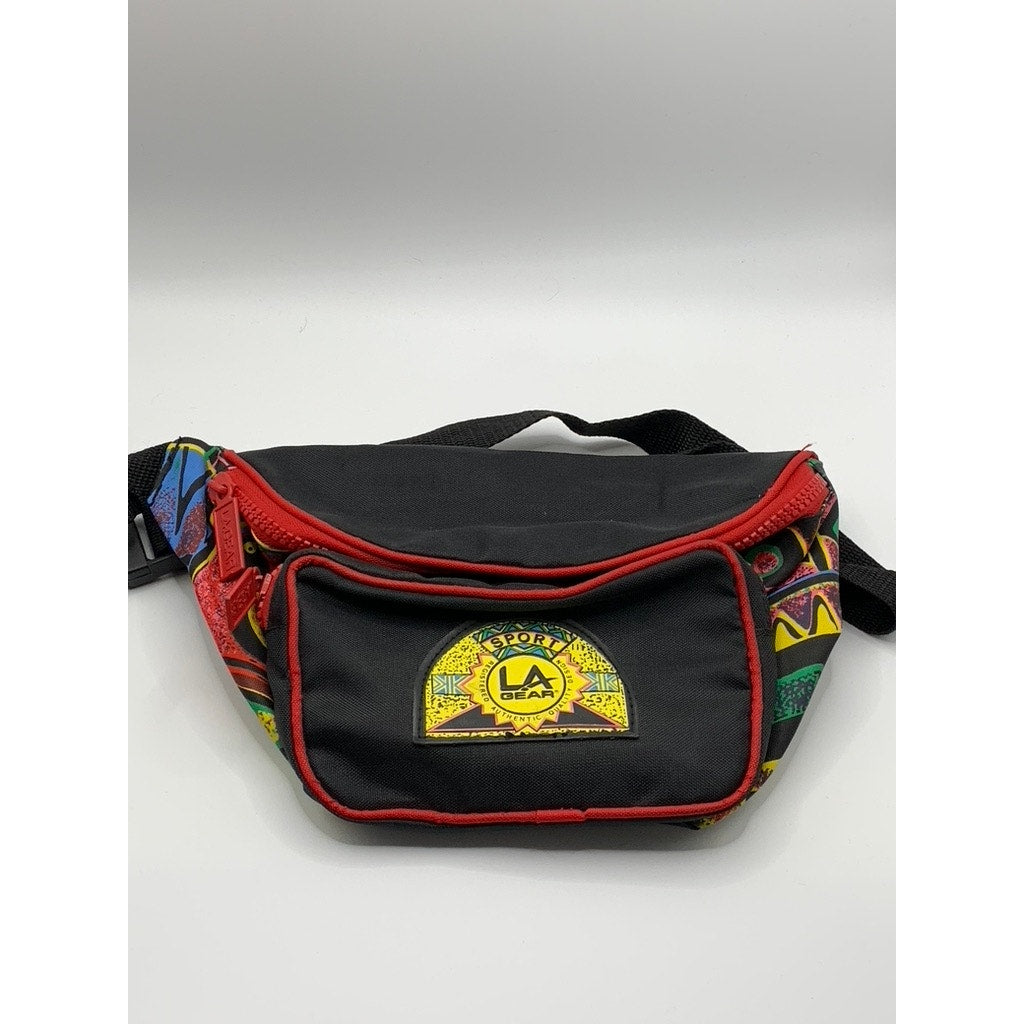 LA GEAR Unisex Black/Red Aztec Tribal Print Adjustable Fanny Pack
