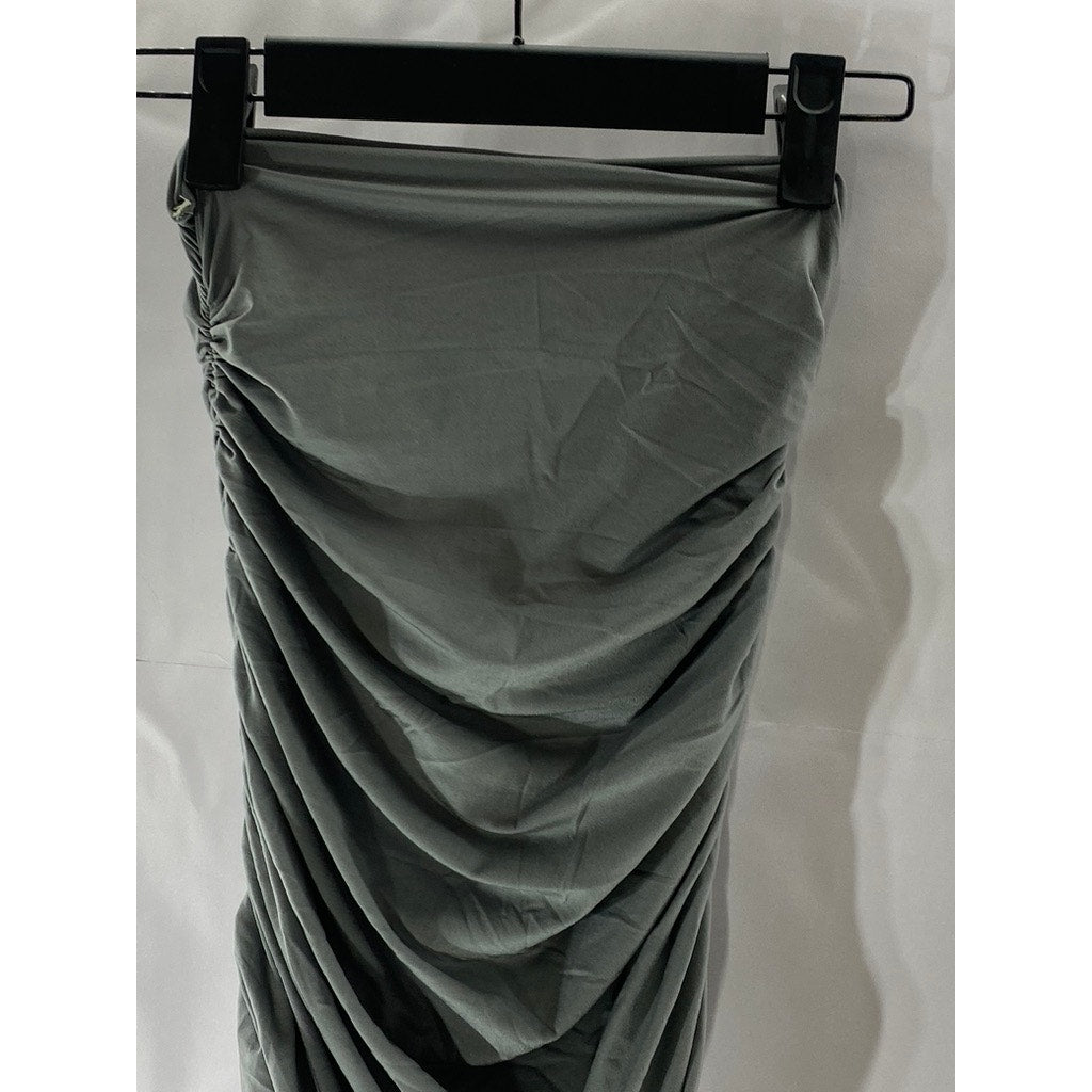 UNBRANDED Women’s Gray Solid Side Ruched Strapless Lightweight Top SZ S