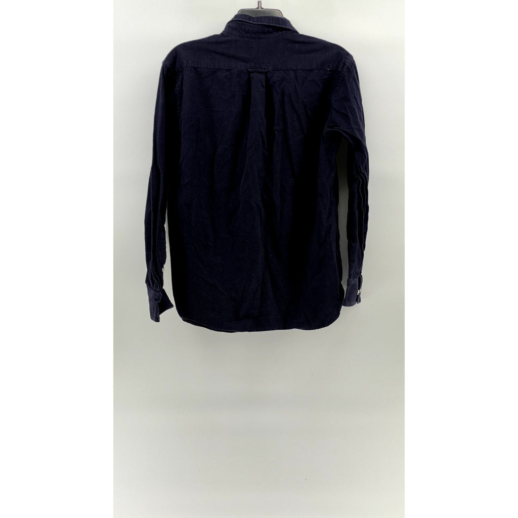 UNBRANDED Men's Navy Solid Regular-Fit Button-Up Long Sleeve Shirt SZ M