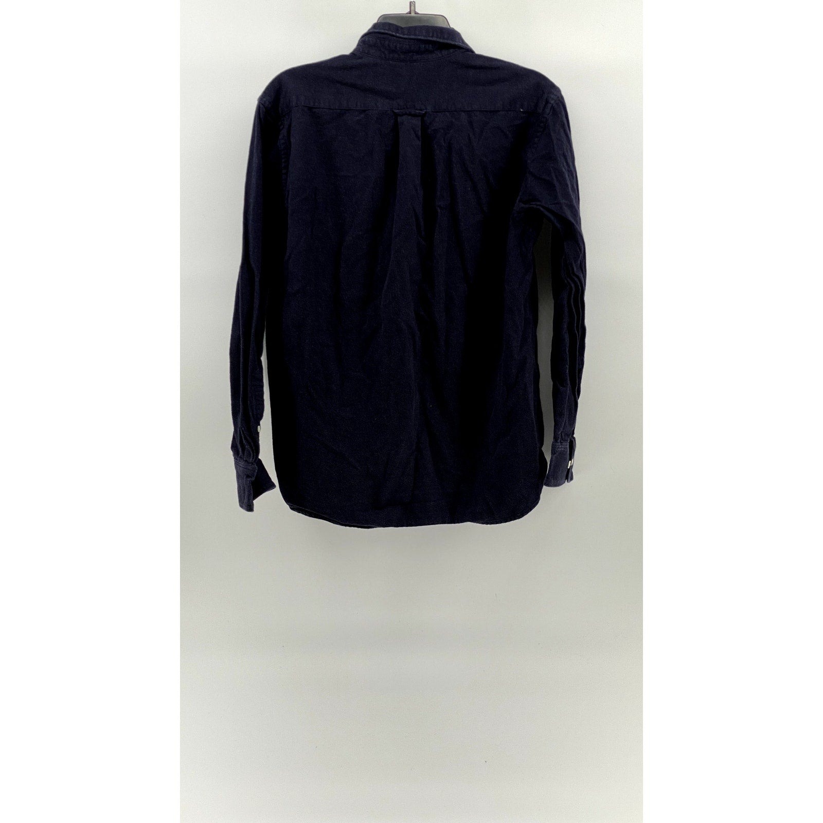 UNBRANDED Men's Navy Solid Regular-Fit Button-Up Long Sleeve Shirt SZ M