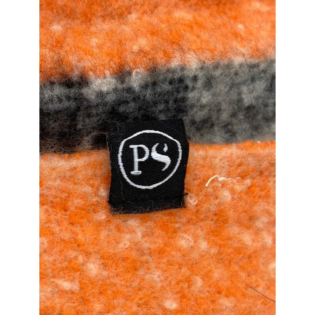 PRETTY SIMPLE Women's Beige-Orange-Black Autumn Spice Checkered Fringe Scarf