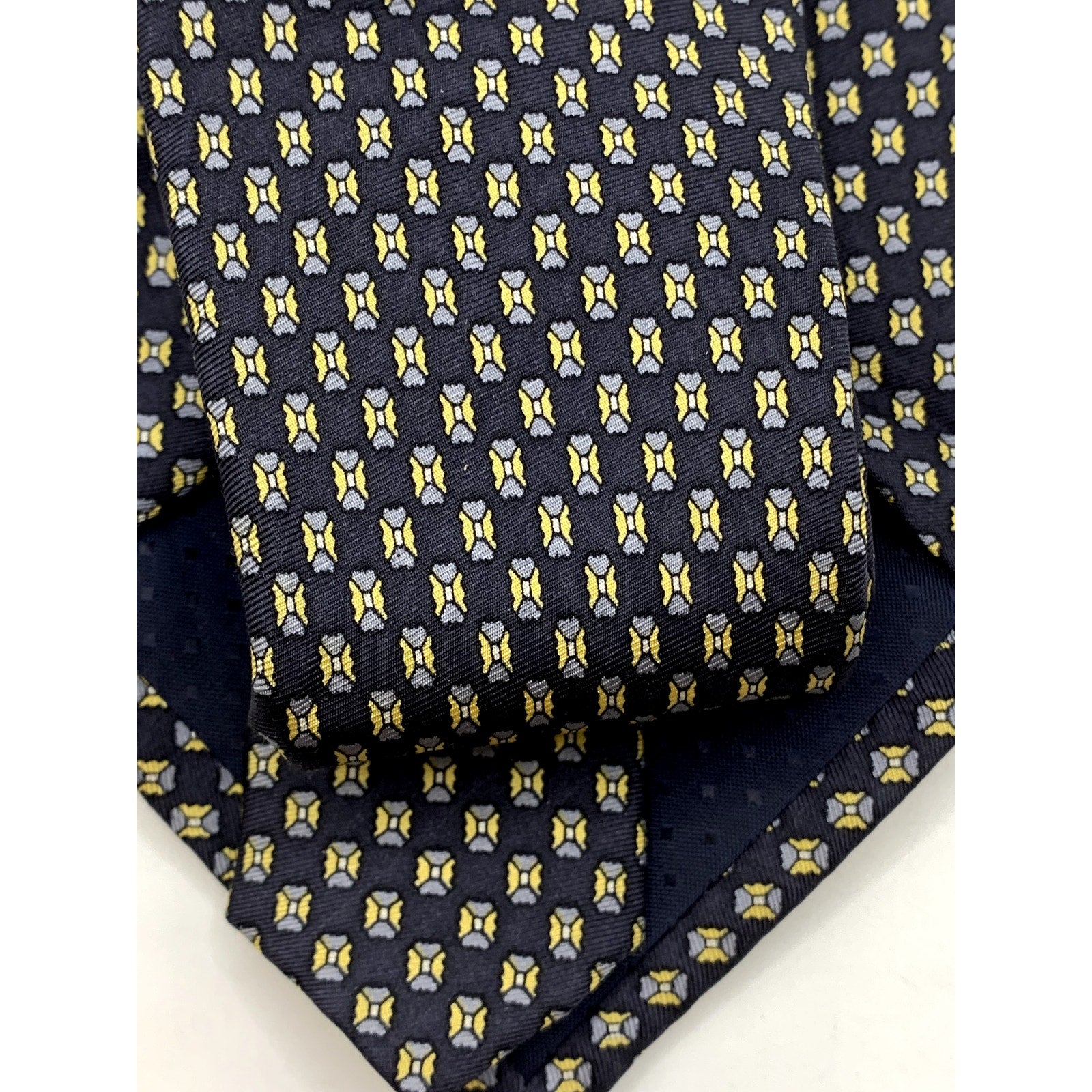 FIRENZE Men's Vintage Navy Printed Silk Tie