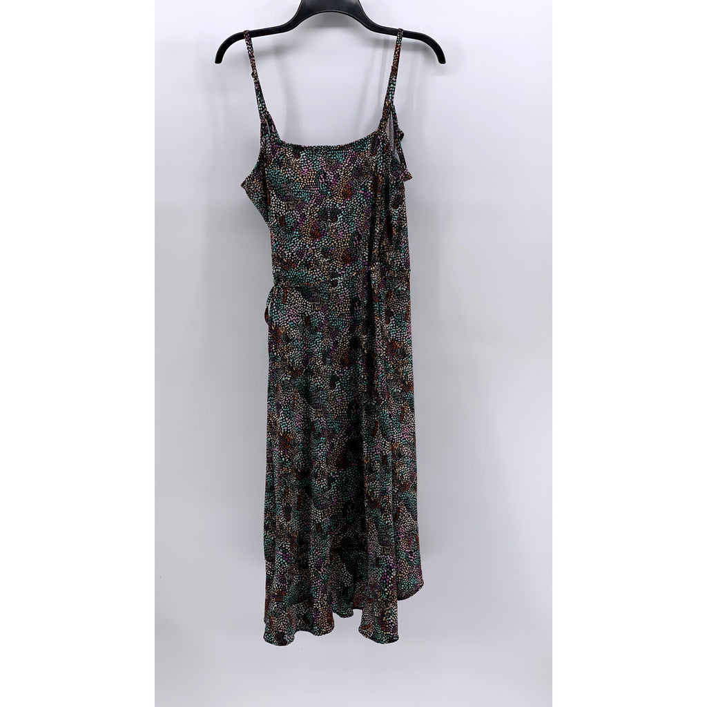 BAR III Women's Plus Black-Multi Printed Ruffle Wrap Dress SZ 0X