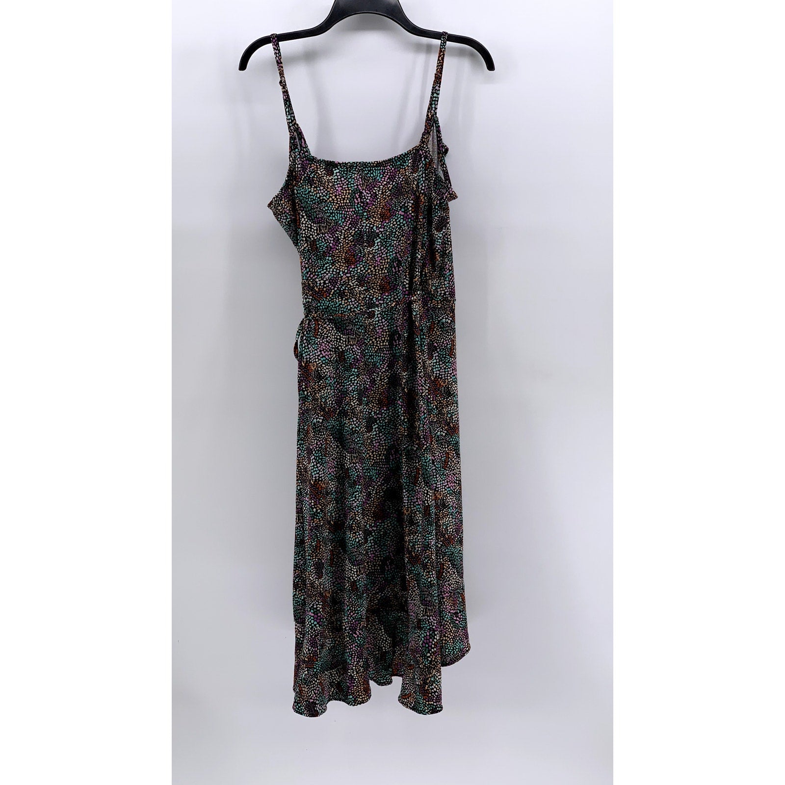 BAR III Women's Plus Black-Multi Printed Ruffle Wrap Dress SZ 0X