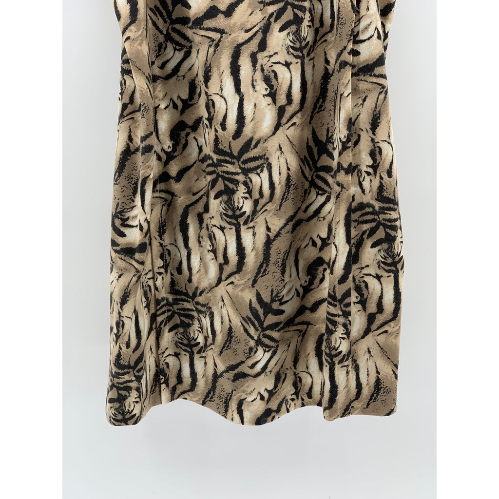 MNG COLLECTION Women’s Brown Printed Scoop-Neck Sleeveless Sheath Dress SZ M