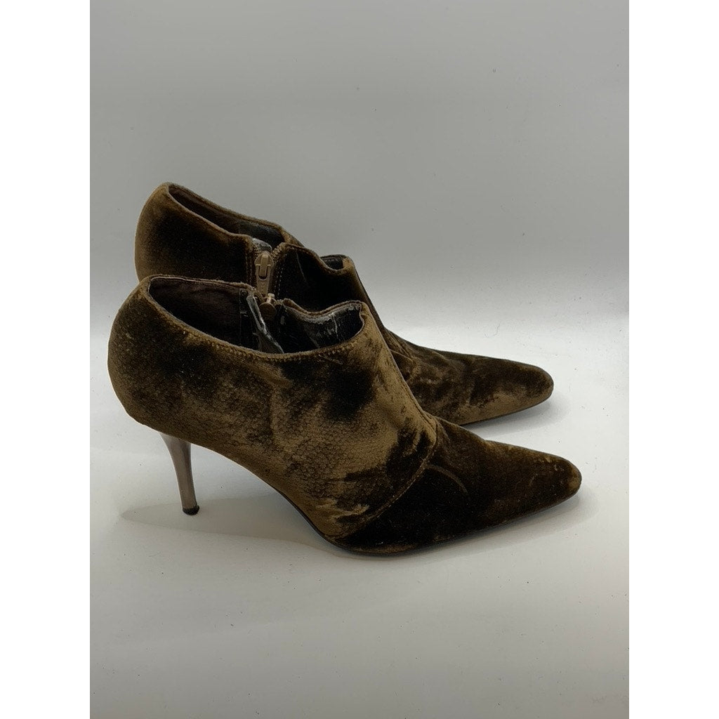 NINE WEST Women's Brown Suede Pointed Toe Stiletto Booties SZ 7.5