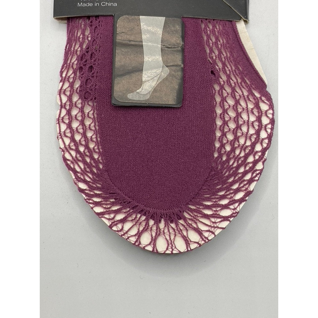 MEMOI Women's Tulipwood Purple Mesh Cross Stranded Net Liner Socks SZ OS