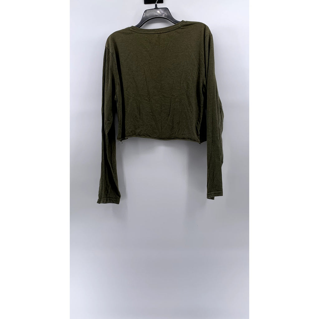 CITY STREETS Women's Olive Green Crewneck The Future Long Sleeve Top SZ M