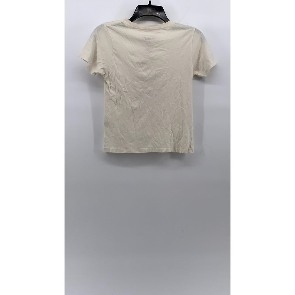 GOLDEN HOUR Women's Cream Italia Graphic Crewneck Short Sleeve Casual Top SZ S