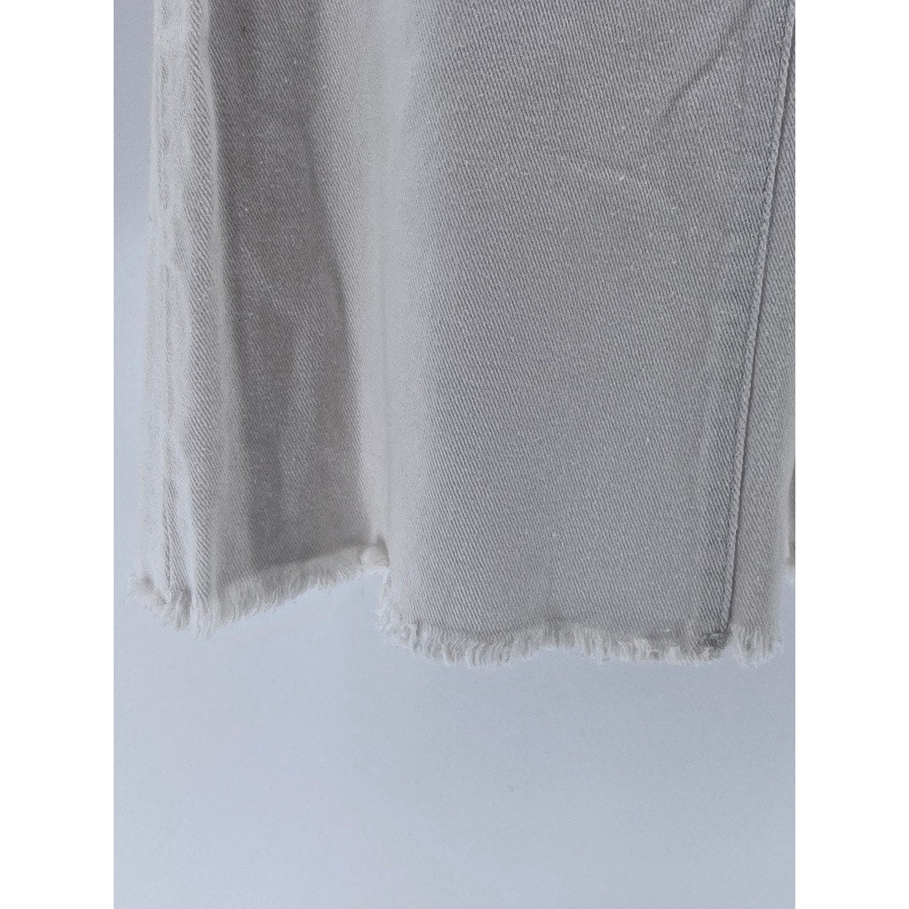 SUPERDOWN Women's White Five-Pocket Wide-Leg Raw-Hem Denim Jeans SZ XS