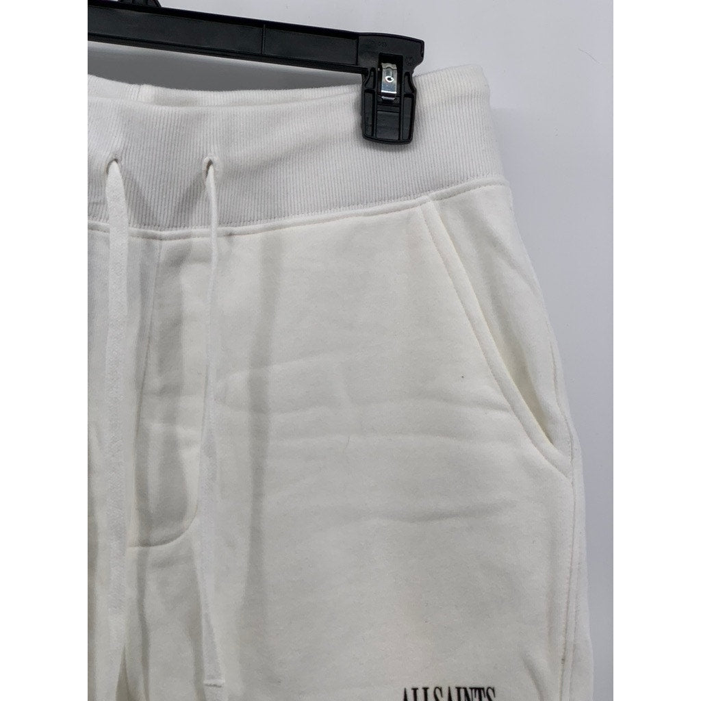 ALLSAINTS Men's White State Relaxed Fit Straight Drawstring Sweat Short SZ S