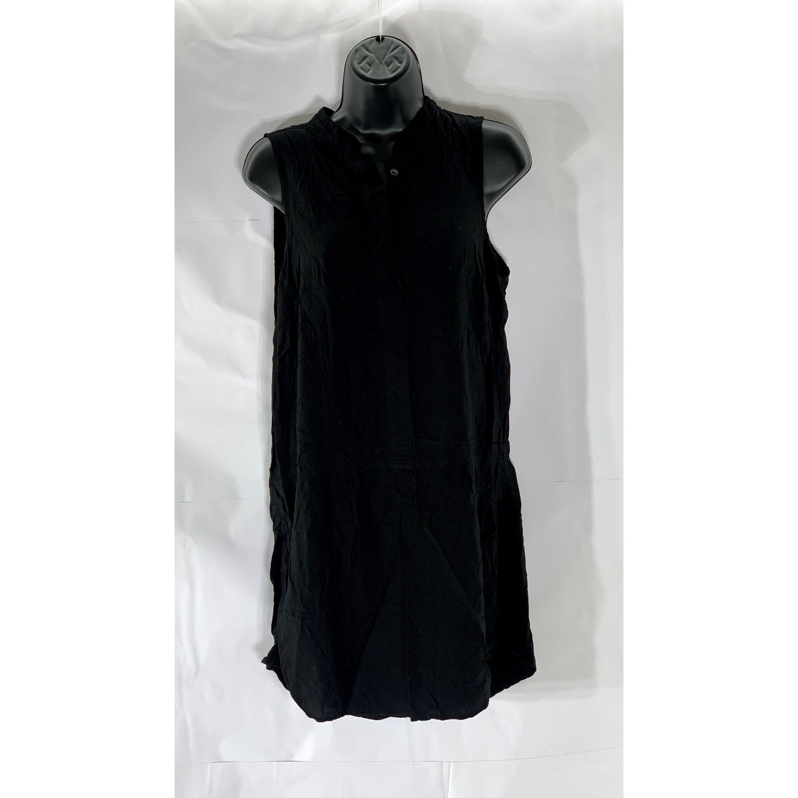 SPLENDID Women's Black Solid Half-Button Sleeveless Mini Shirt Dress SZ L
