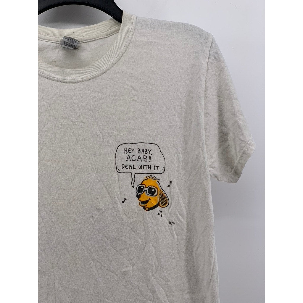 GILDAN Men's White Graphic BLM Crewneck Short Sleeve T-Shirt SZ S