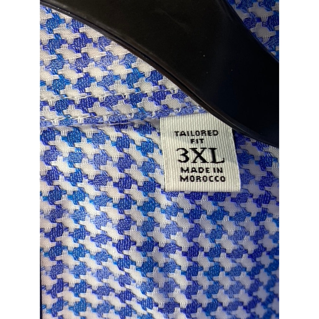 ROBERT GRAHAM Men's Blue Candido Tailored-Fit Button-Down Shirt SZ 3XL