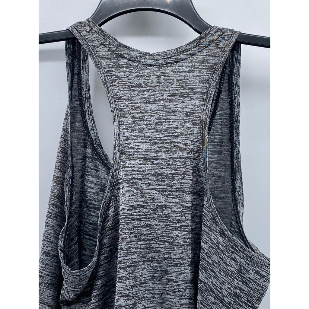 UNDER ARMOUR Women's Heather Dark Gray Scoop-Neck Racerback Sleeveless Top SZ M