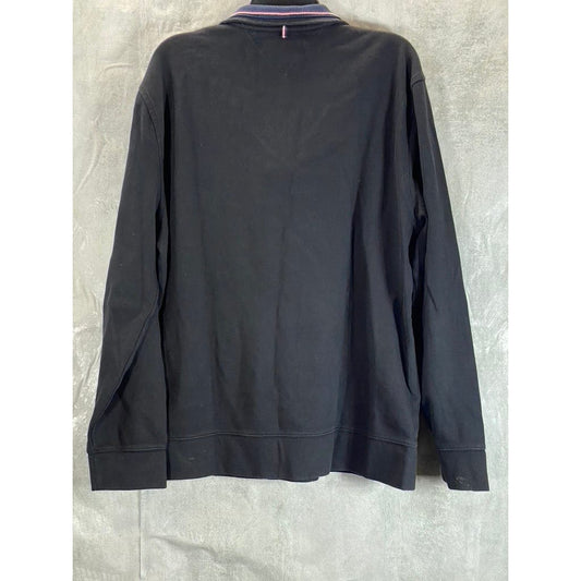 TOMMY HILFIGER Men's Black Cotton Quarter-Zip Pullover Sweatshirt SZ XL