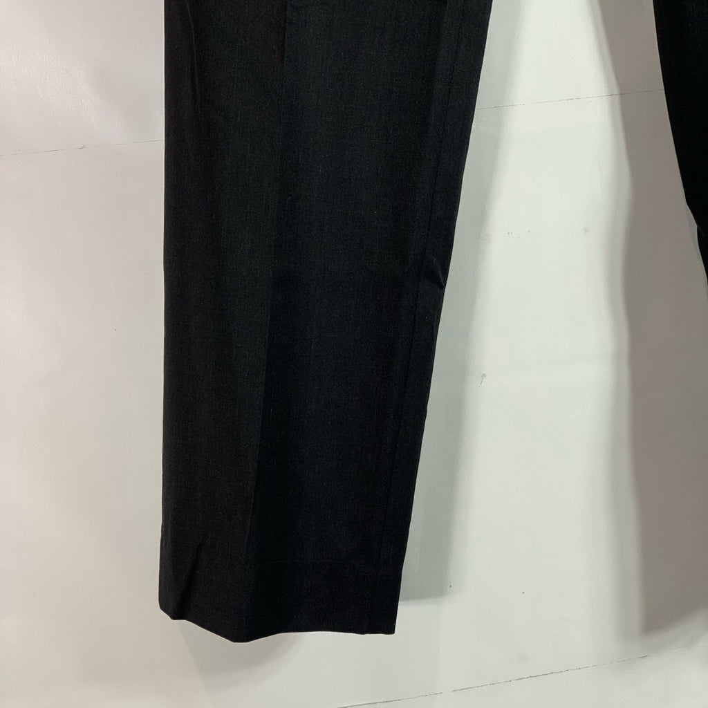 PRONTO UOMO PLATINUM Men's Solid Black Wool Flat-Front Dress Pants SZ 34