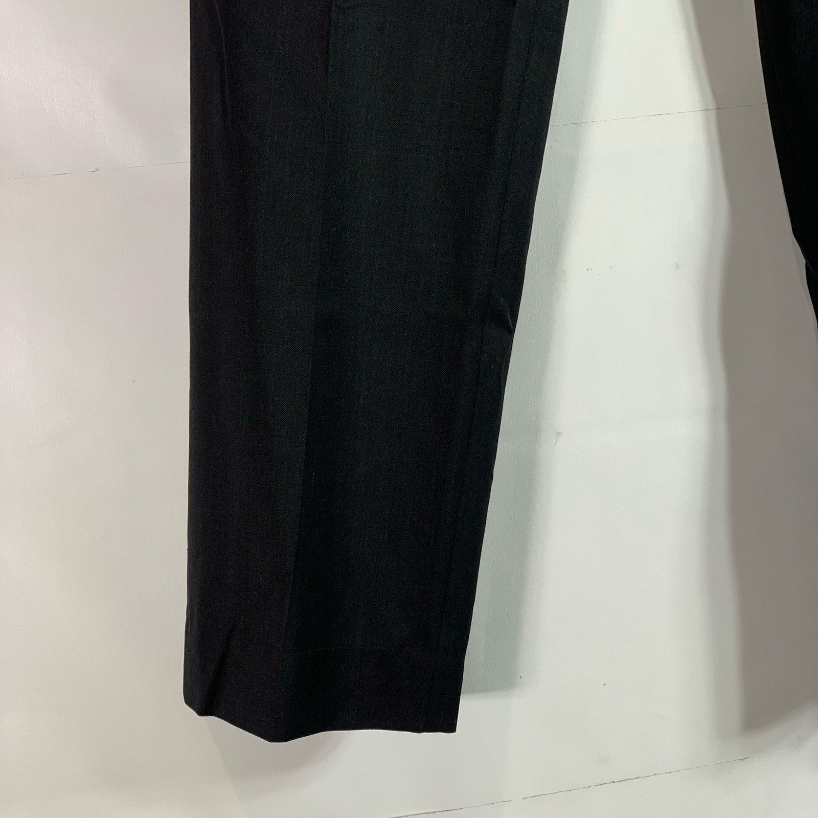 PRONTO UOMO PLATINUM Men's Solid Black Wool Flat-Front Dress Pants SZ 34