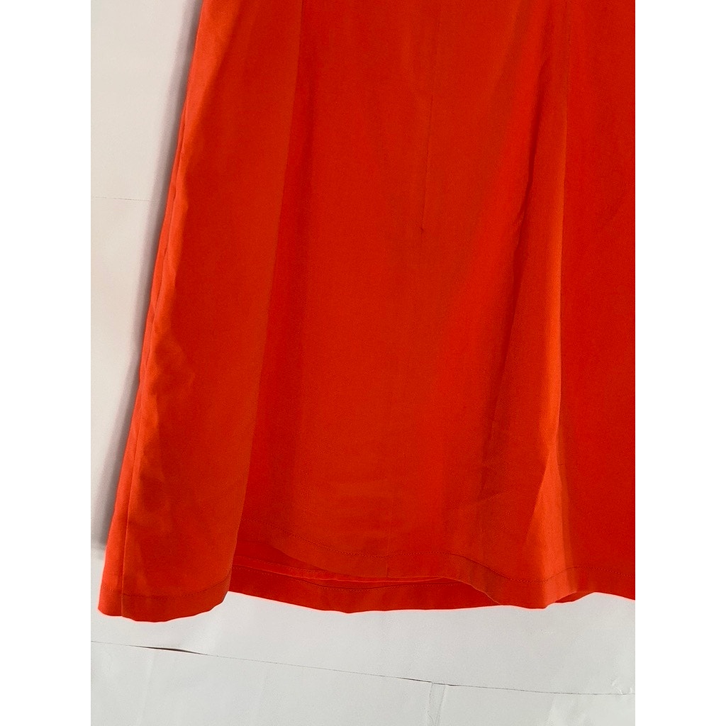 KIMCHI BLUE Women's Red-Orange Solid Ruffle Y-Neck A-Line Mini Dress SZ 8