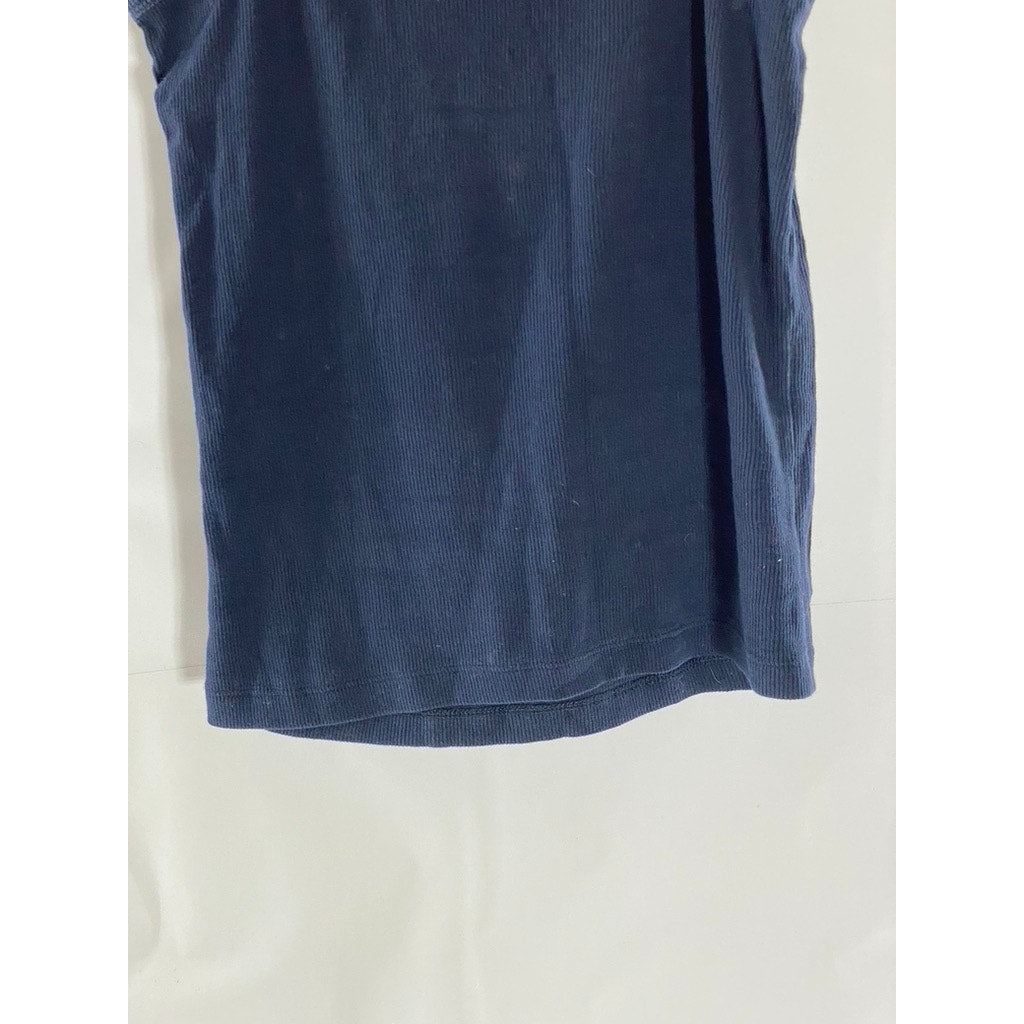 BANANA REPUBLIC Women's Preppy Navy Crewneck Ribbed Racer Tank Top SZ XS