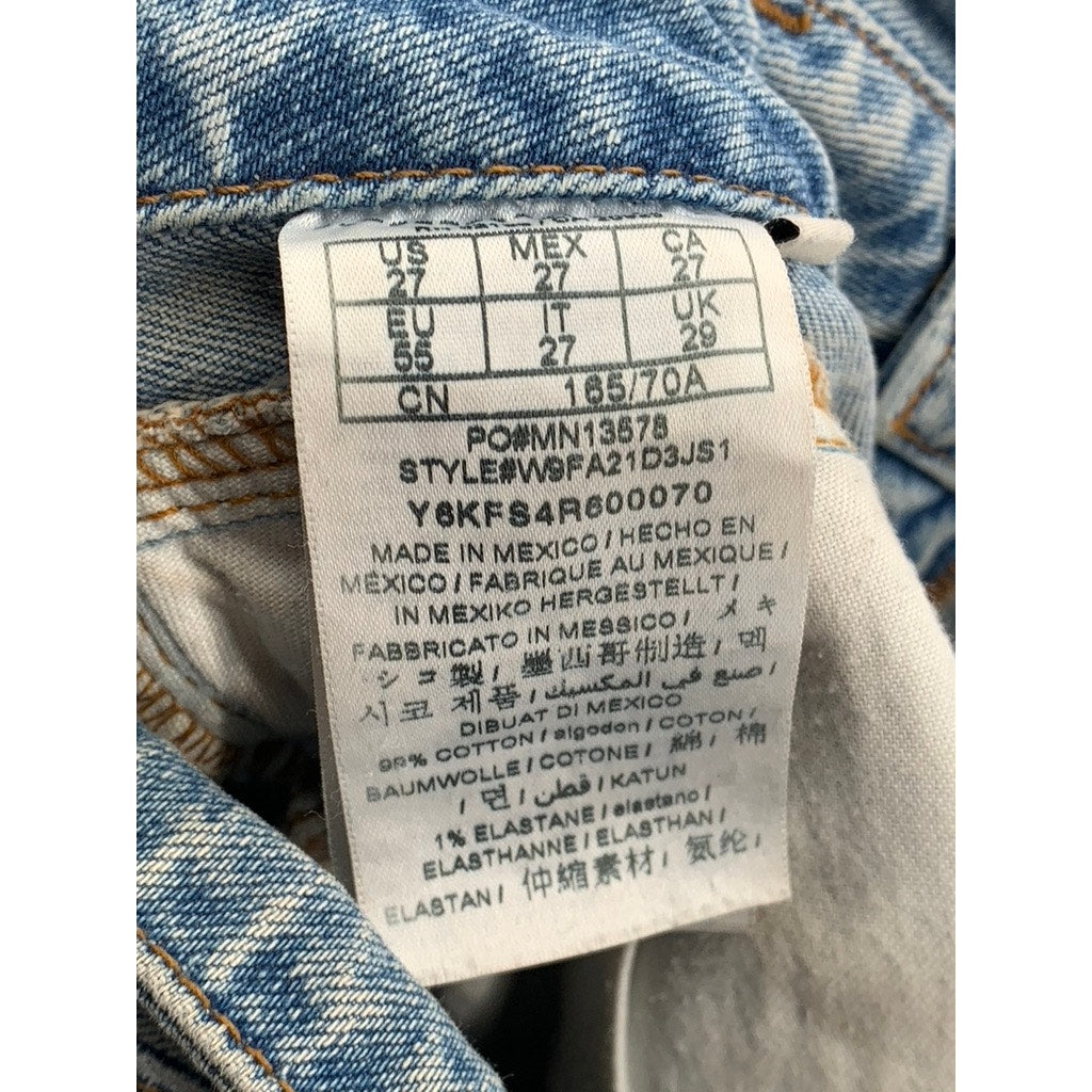 GUESS Women's Light Blue Denim High-Rise Belted Frayed Skinny Leg Jeans SZ 27