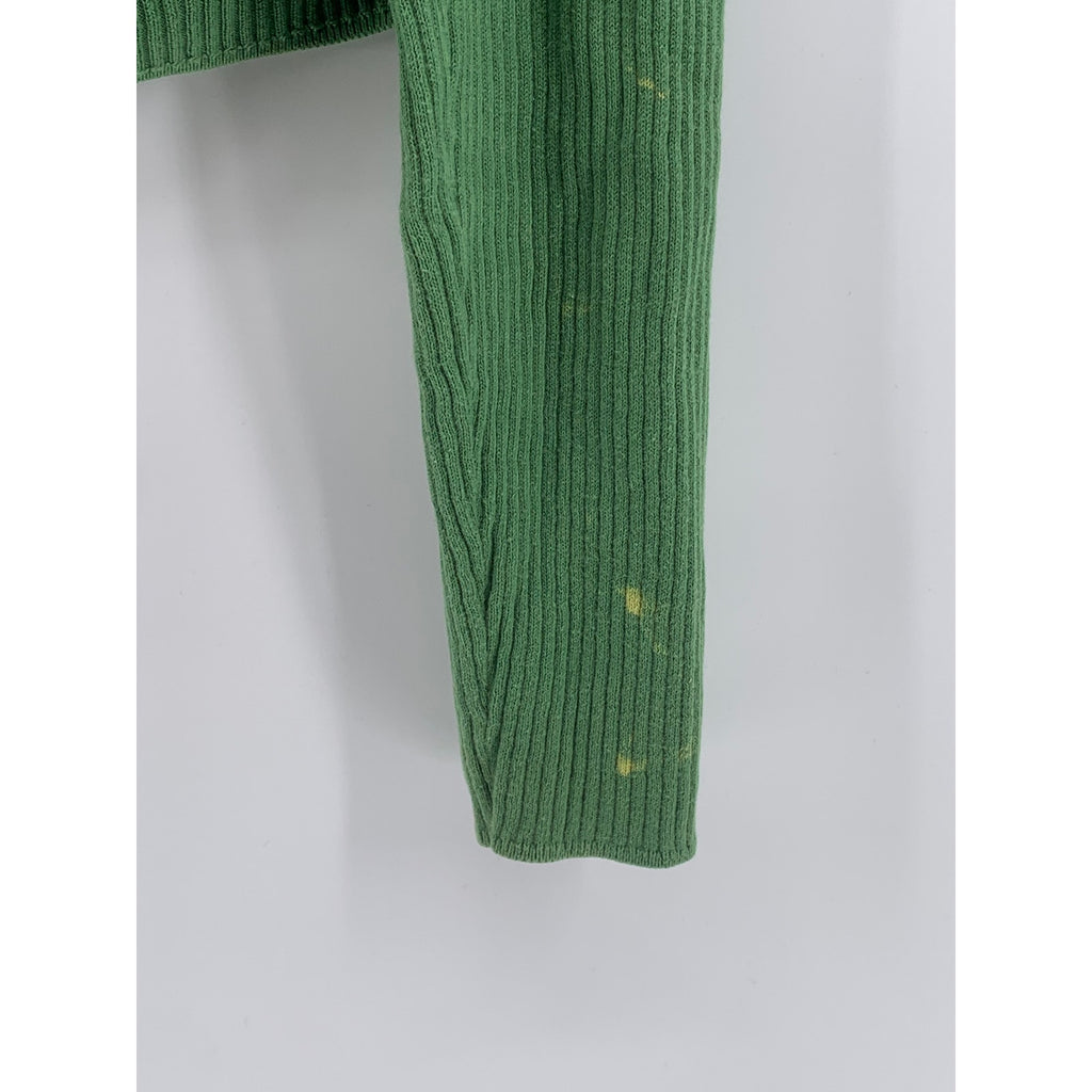 UNIQLO Women's Dark Green Ribbed UV Protection Button-Up Cropped Cardigan SZ M