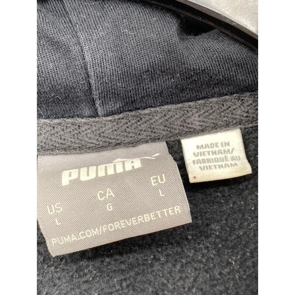 PUMA Men's Black Embossed Logo Pullover Hoodie SZ L