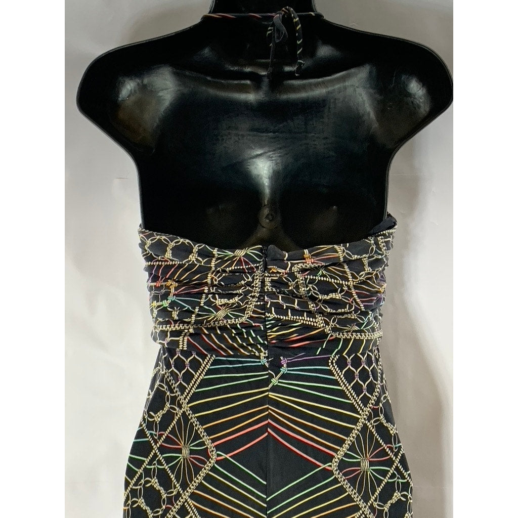 MARA HOFFMAN Women's Black/Multi Printed Halter Backless Maxi Dress SZ S