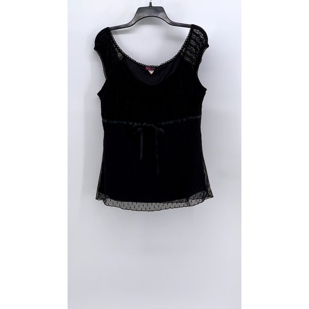 AGENDA Women's Black Lace-Trim Short Sleeve Top SZ XL