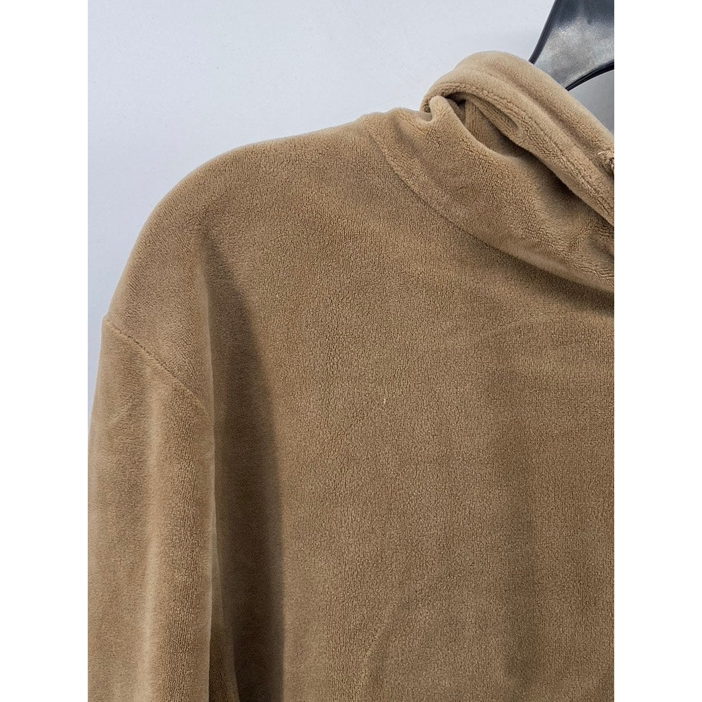 ROMA CONCEPTS By ROSEE Women's Brown Faux Suede Pullover Cropped Hoodie SZ M