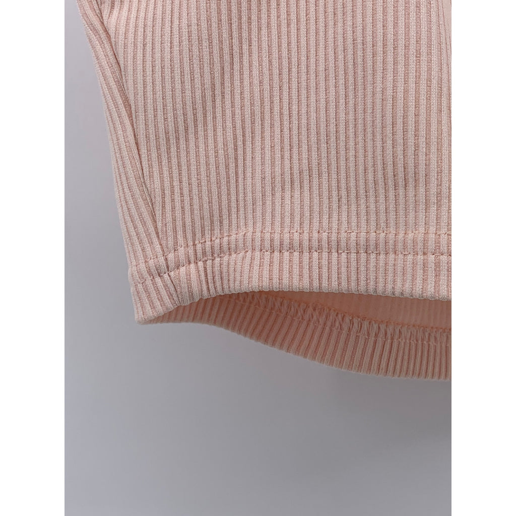 DIVIDED By H&M Women's Light Pink Ribbed Straight-Neck Cropped Tank Top SZ S