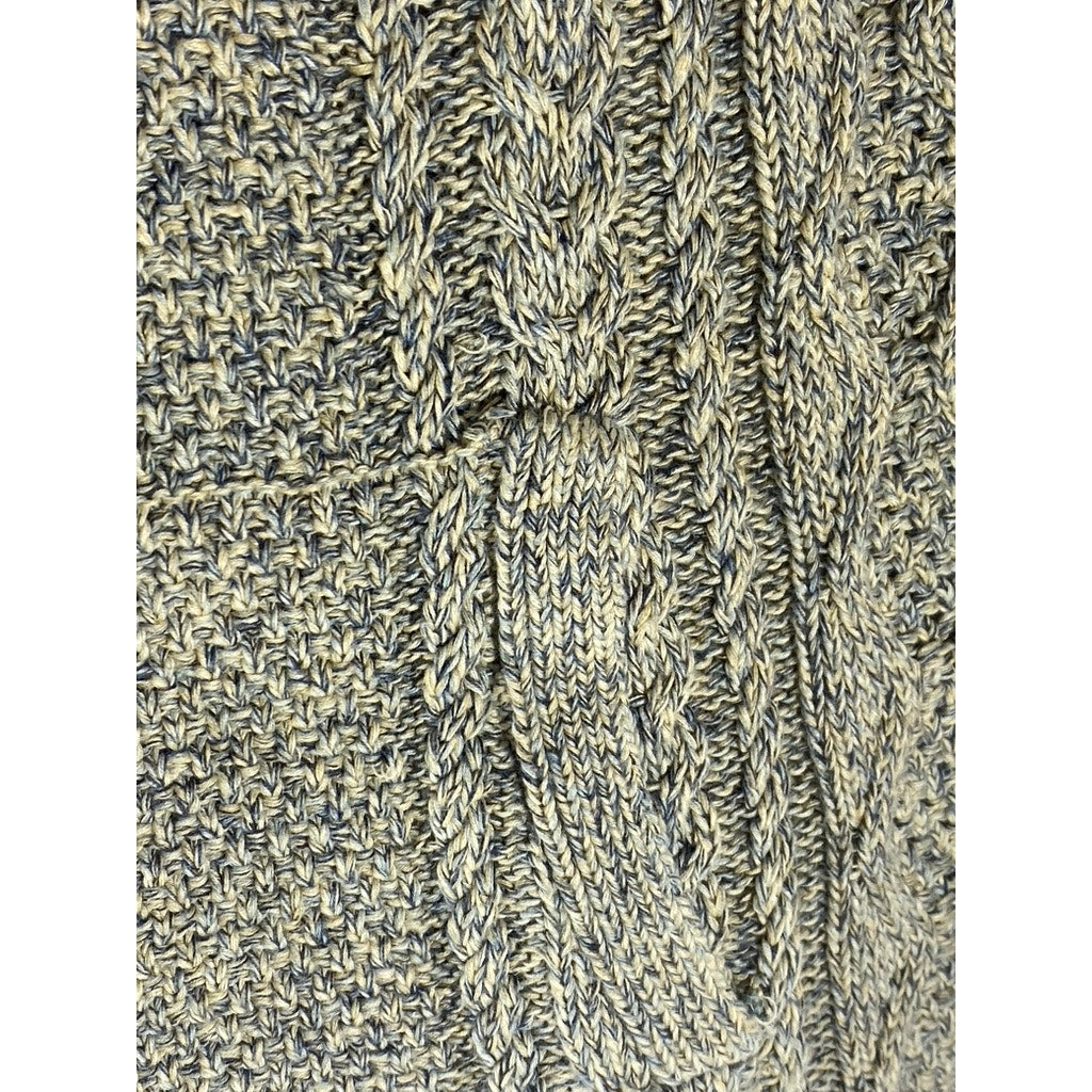 LAUREN JEANS CO. Women's Vintage Gray-Blue Cable Knit V-Neck Hooded Sweater SZXS