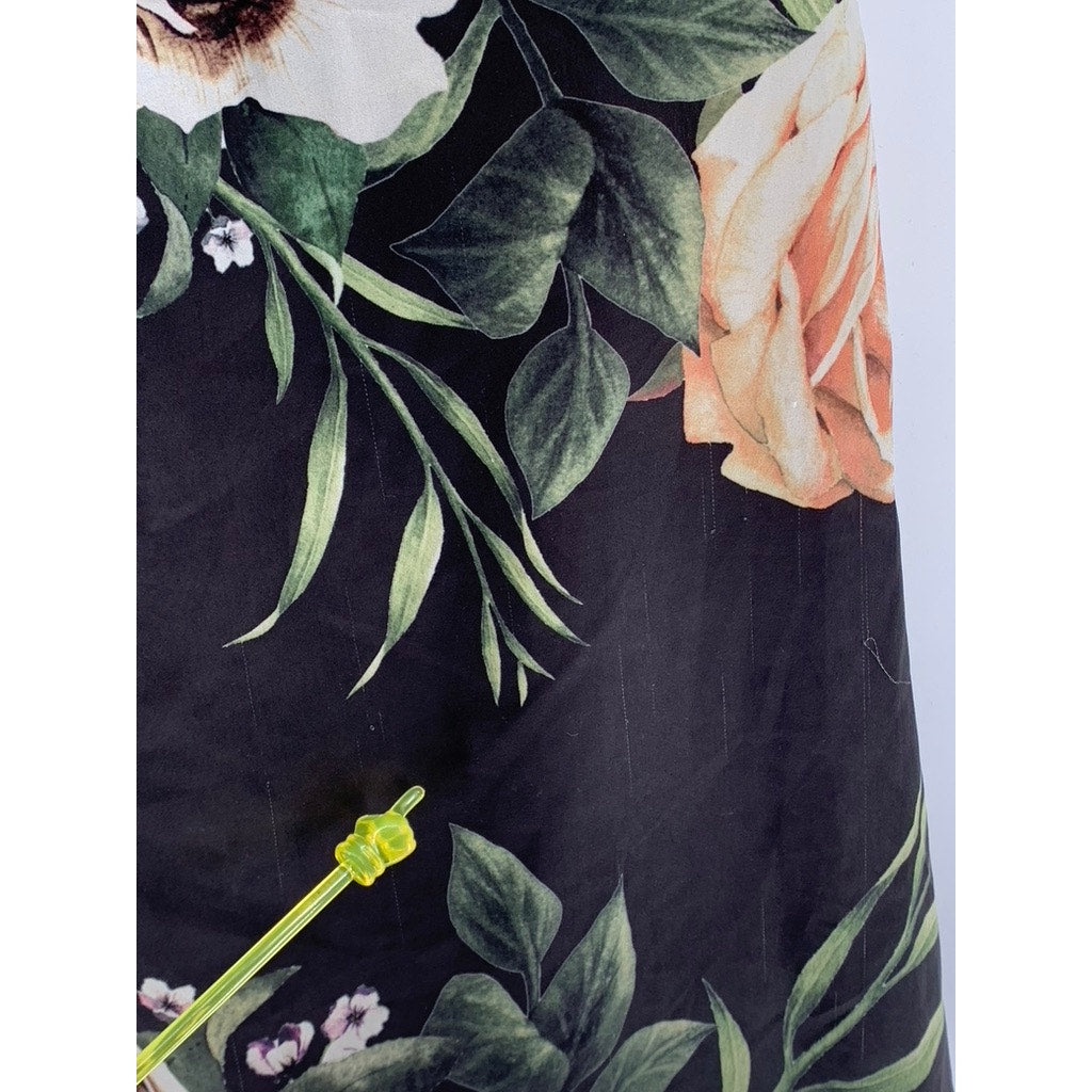 TWO ARROWS Women's Black Floral Print Slip Midi Dress SZ XS