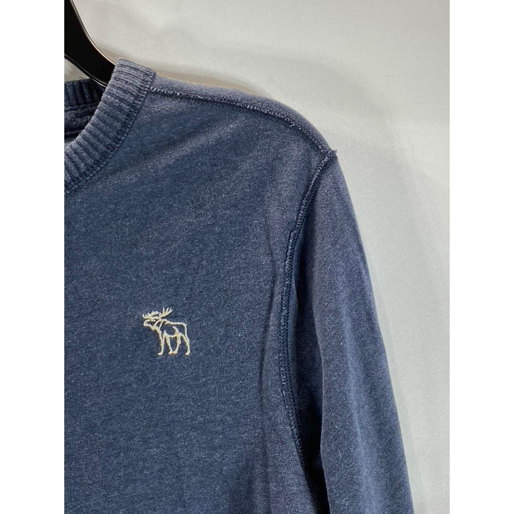ABERCROMBIE & FITCH Men's Navy Crewneck Long Sleeve Pullover Muscle Sweater SZ L