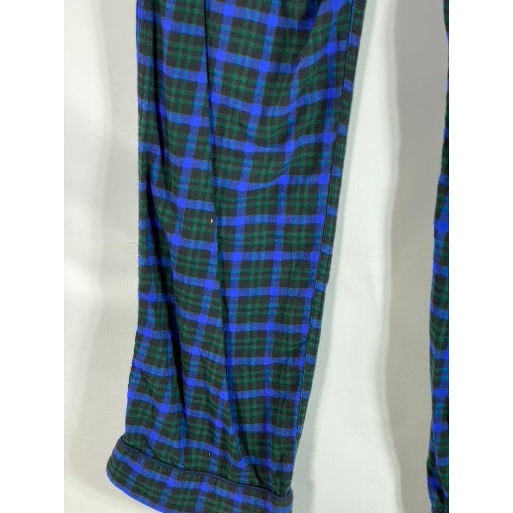 J.CREW Women's Blue/Green Plaid Vintage Drawstring Flannel Pajama Pant SZ M