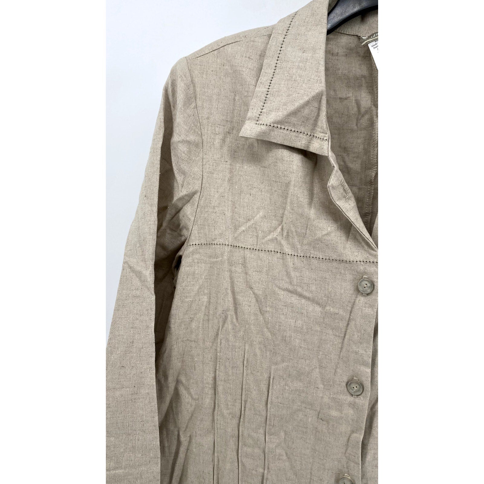 COLDWATER CREEK Women's Linen Tan Collared Maxi Dress SZ 12