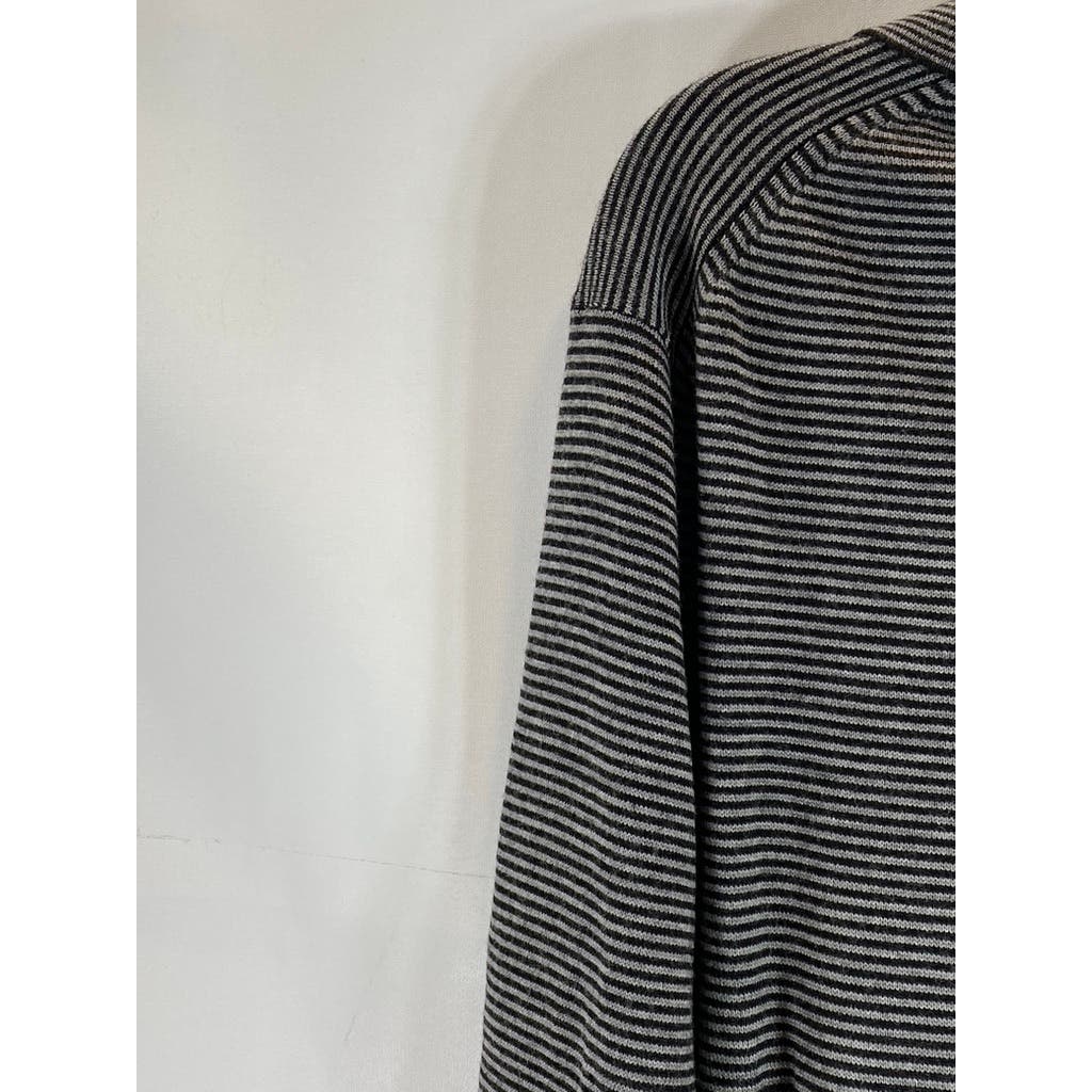 BANANA REPUBLIC Men's Black/Gray Striped Vintage Extra Fine Merino Polo SZ L
